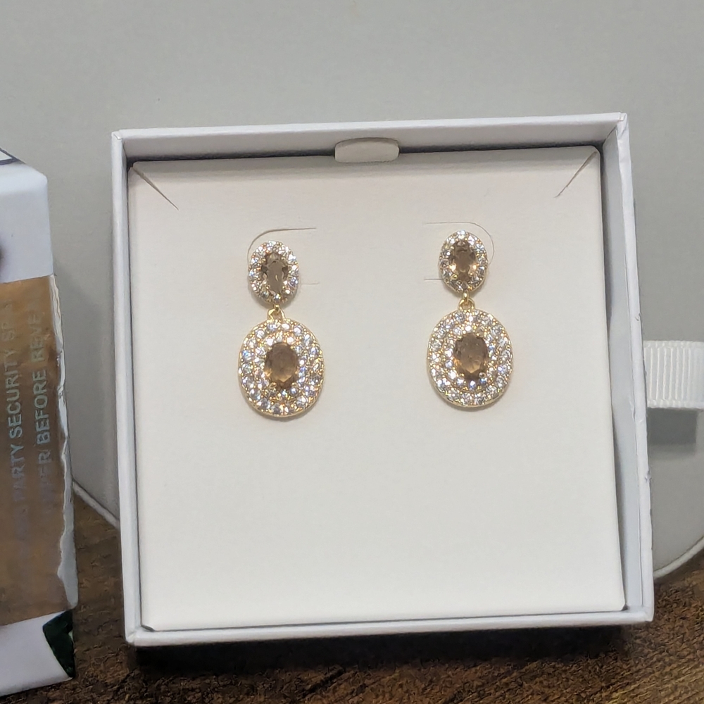 Bomb Party Smokey Topaz Earrings - Picture 2 of 3